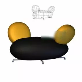 Round Smooth Sofa Stool 3d model