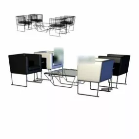Low Coffee Table And Simple Chair Furniture 3d model