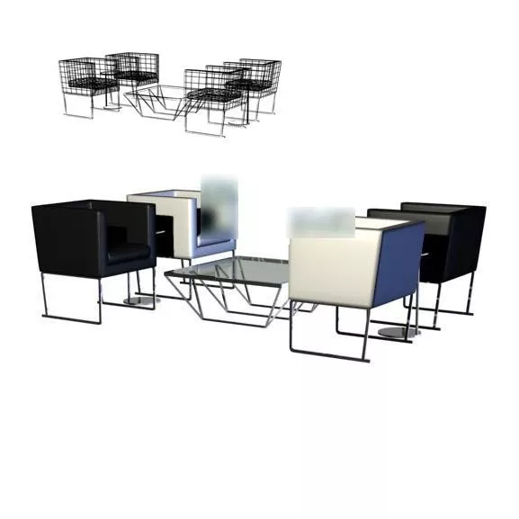 Low Coffee Table And Simple Chair Furniture 3d model Low Coffee Table And Simple Chair Furniture 3d model