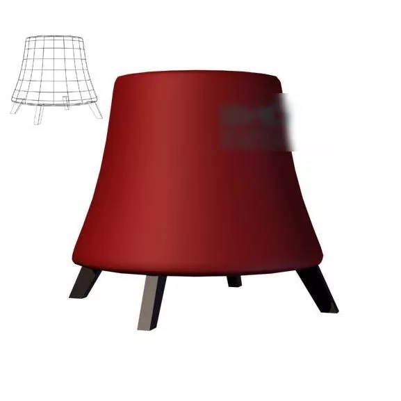 Upholstery Stool Red Fabric 3d model Upholstery Stool Red Fabric 3d model