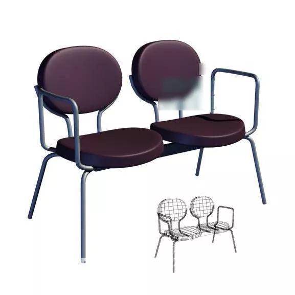 Double Chair Purple Back 3d model Double Chair Purple Back 3d model