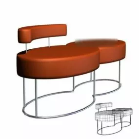 Two Seats Simple Sofa 3d model