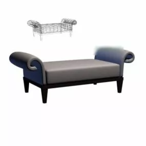 Antique Upholstery Sofa Stool 3d model