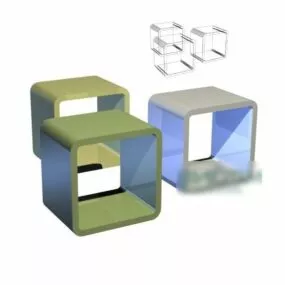 Stool Set Rectangular Shaped 3d model