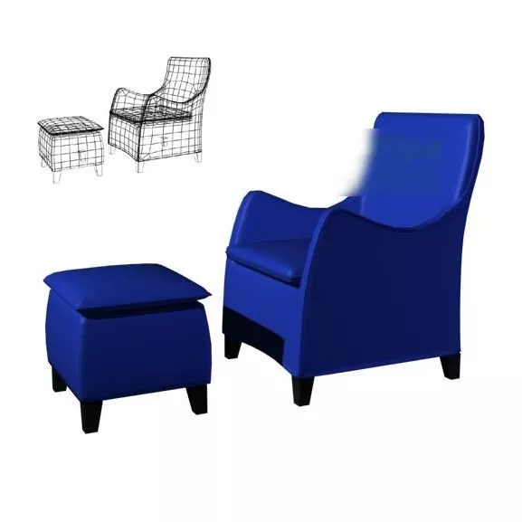 Armchair With Stool 3d model Armchair With Stool 3d model