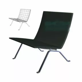 Minimalist Lounge Chair Black Leather 3d model