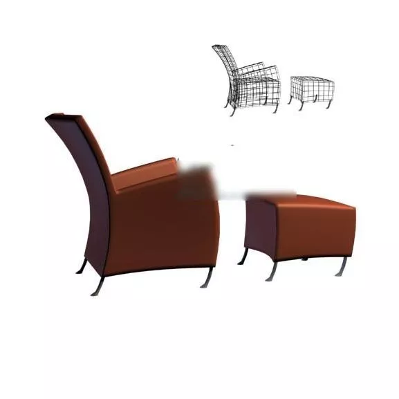 Blanket Wrinkle On Ottoman 3d model