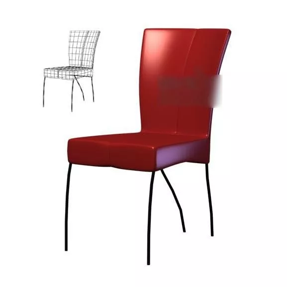 Red Plastic Chair Simple Style 3d model Red Plastic Chair Simple Style 3d model
