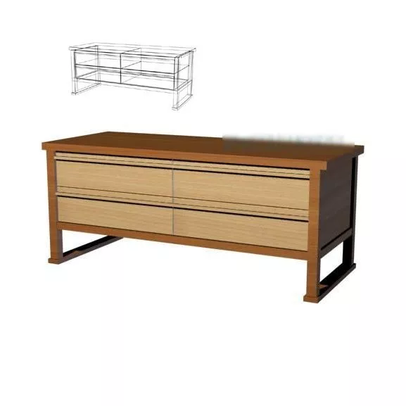 Simple Wooden Desk Furniture 3d model Simple Wooden Desk Furniture 3d model