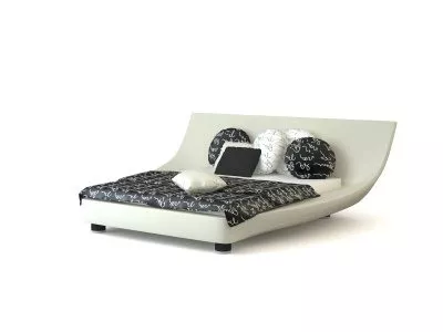 Simple Double Bed With White Mattress 3d model