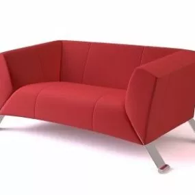 Double Sofa Velvet Red Color 3d model