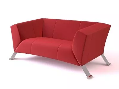 Double Sofa Velvet Red Color 3d model Double Sofa Velvet Red Color 3d model