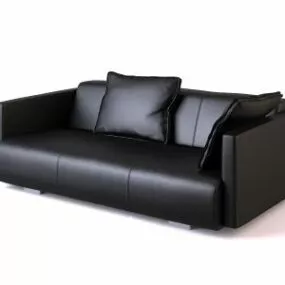 Black Leather Living Room Sofa 3d model