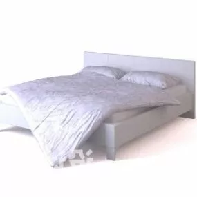 White Double Bed V3 3d model