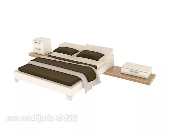 Modern Double Bed Set 3d model Modern Double Bed Set 3d model