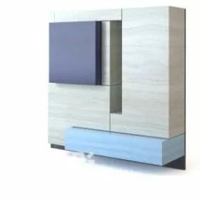 White Office Cabinet Modern Style 3d model