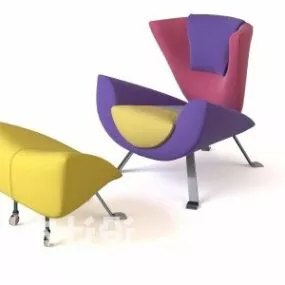 Art Color Sofa With Ottoman 3d model
