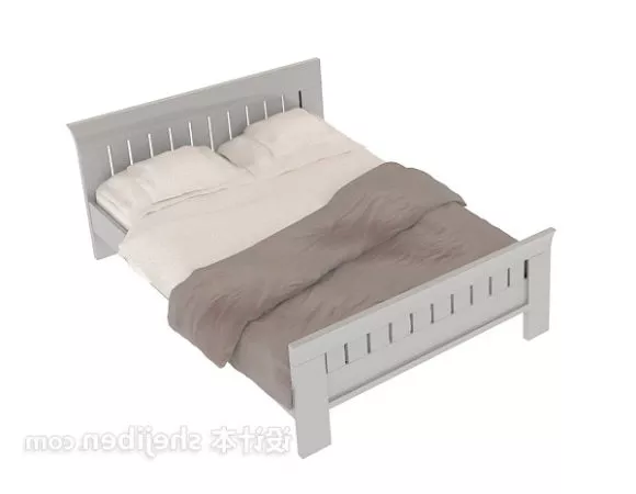 Chidden White Double Bed 3d model Chidden White Double Bed 3d model