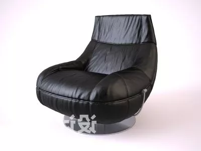 Black Leather Sofa Bag 3d model Black Leather Sofa Bag 3d model