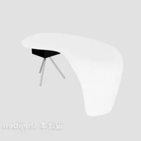White Office Desk Curved Top 3d model