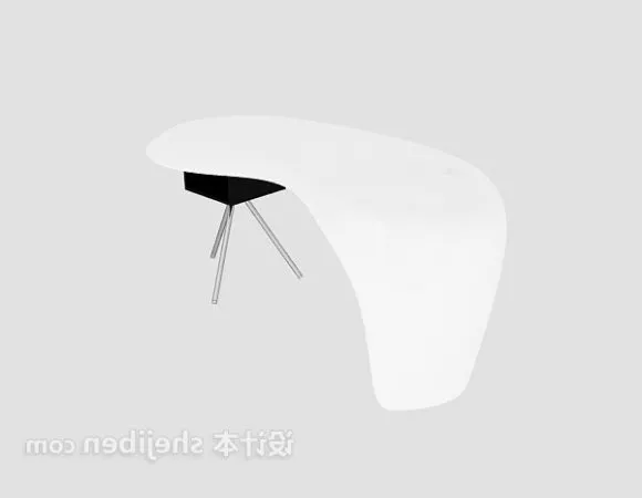 White Office Desk Curved Top 3d model White Office Desk Curved Top 3d model
