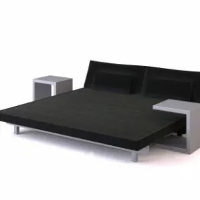 Double Bed Black Color 3d model
