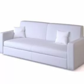 Double Sofa White Color 3d model