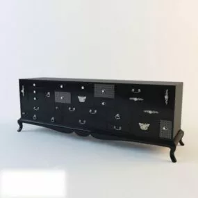 Black Antique Entrance Hall Cabinet 3d model