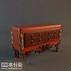 Red Wood Dresser Old Style 3d model