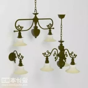 Vintage Iron Chandelier Pack 3d model