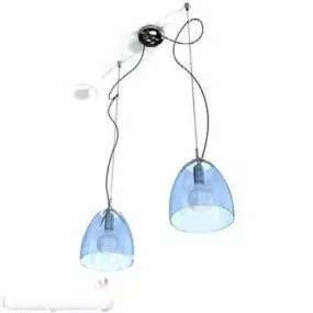 Pendant Lamp Blue Glass Shade 3d model