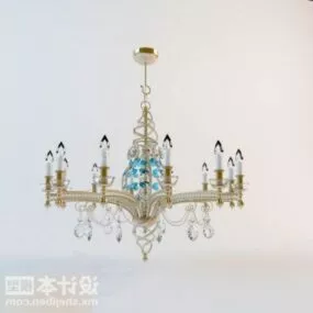 Brass Candle Chandelier European Style 3d model