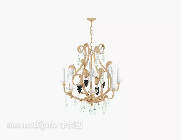 Brass Chandelier Antique Style 3d model Brass Chandelier Antique Style 3d model
