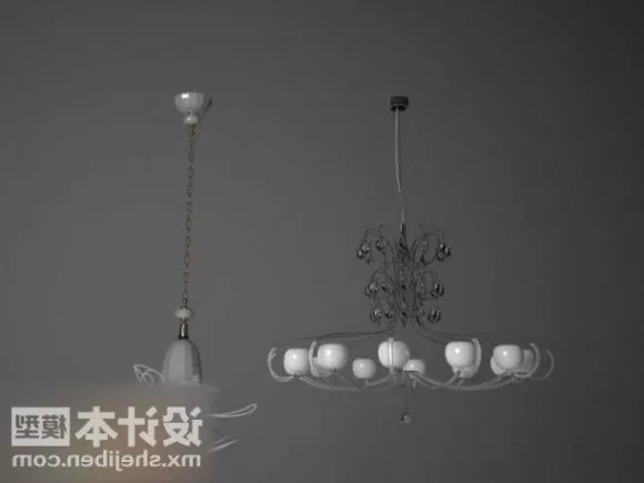 Beautiful Retro Chandelier With Shades 3d model