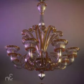 Brass Chandelier Classic Lamp Fixture 3d model