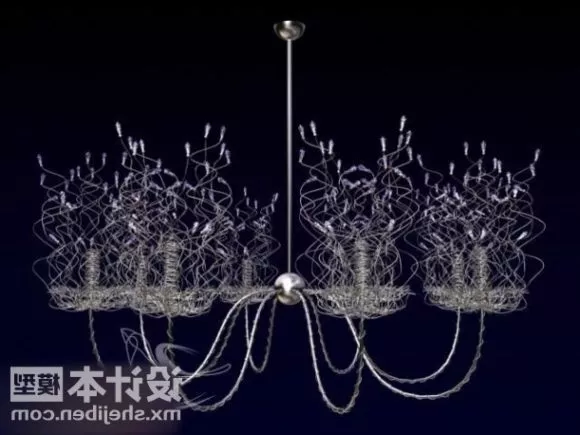 Beautiful Retro Chandelier With Shades 3d model