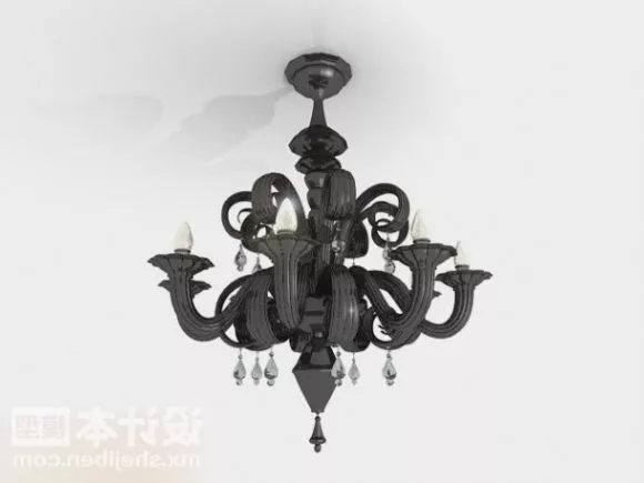 Beautiful Retro Chandelier With Shades 3d model