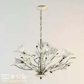 White Chandelier Flower Bloom Shade 3d model