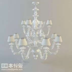 White Crystal European Chandelier 3d model