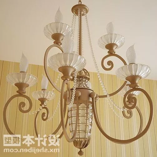 European Brass Ceiling Lamp Fixture 3d model European Brass Ceiling Lamp Fixture 3d model