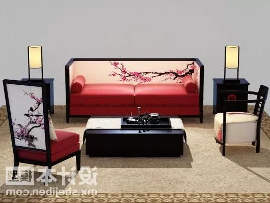 Modern Chinese Sofa Table Combination 3d model Modern Chinese Sofa Table Combination 3d model