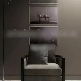 Sofa Grey Fabric Modern Shaped 3d model