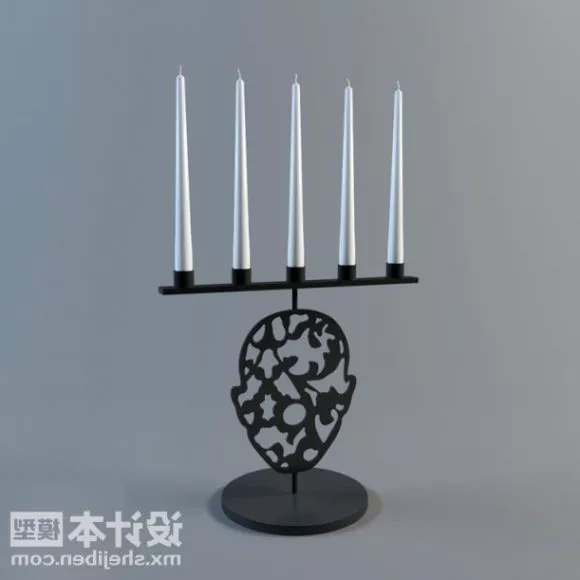 Fours Candles Lamp Caved Stand 3d model Fours Candles Lamp Caved Stand 3d model