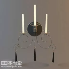 Candles Lamp Antique Stand Decoration 3d model