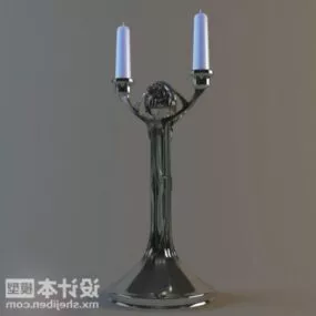 Two Candles Lamp Human Shaped Base 3d model