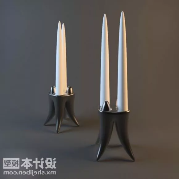 Candles Lamp Black Iron Base 3d model Candles Lamp Black Iron Base 3d model
