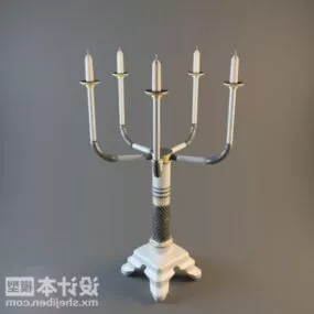 Five Candles Lamp With Silver Stand 3d model