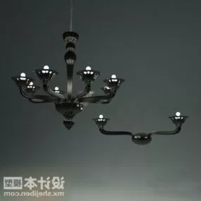 Chandelier Industrial Black Iron 3d model