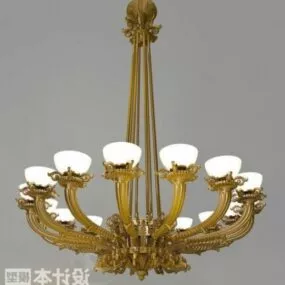 Luxurious Chandelier Brass Color 3d model