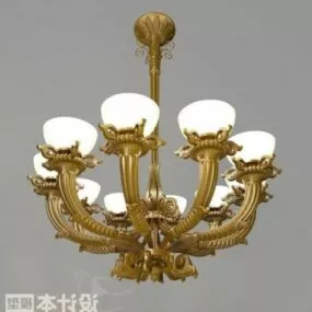 Chandelier Lamp Bronze Arms 3d model